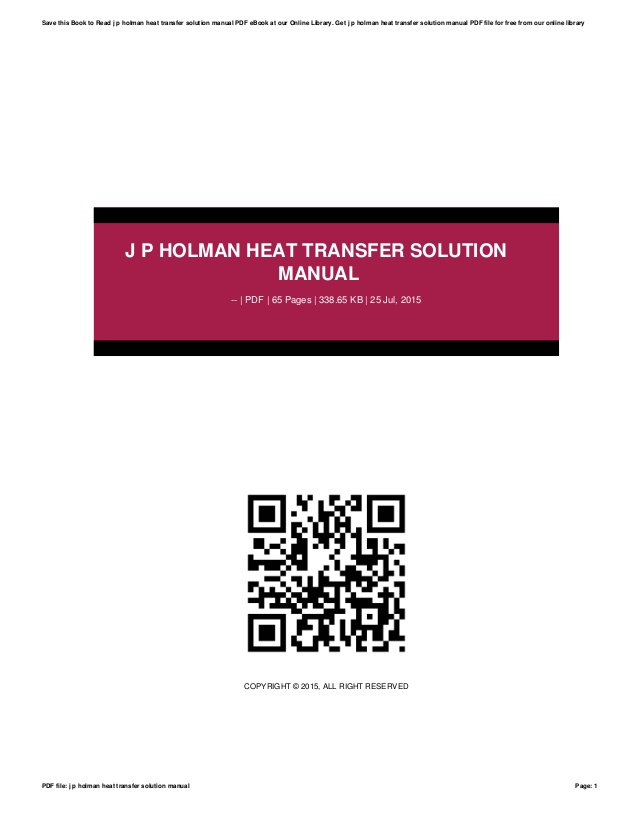 Heat Transfer J P Holman Solution Manual